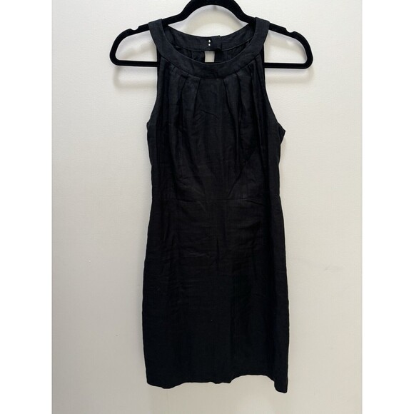 Loft 100% Linen High Collar Mini Dress Size 0 - Picture 1 of 10